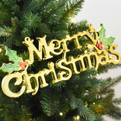 Red Berry Green Leaves Letter Tag Golden Merry Christmas English Letter Sign Ideal Christmas Party  1