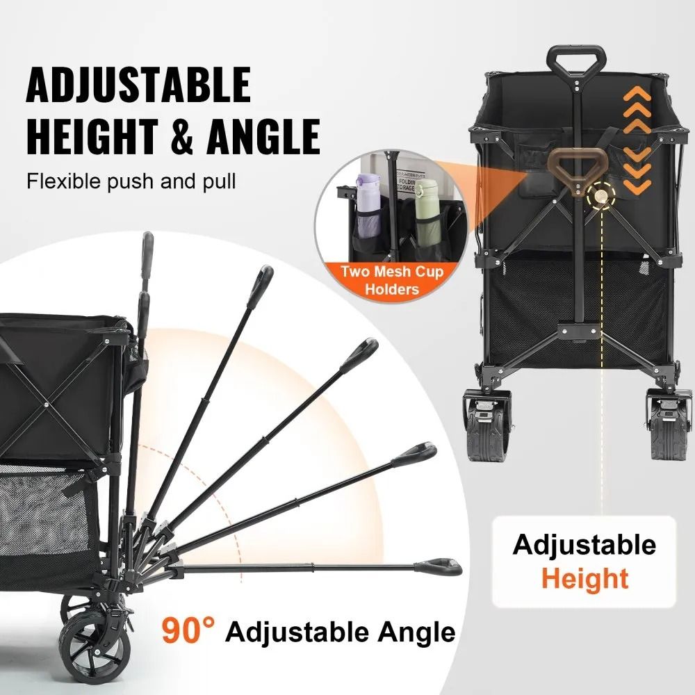 Heavy Duty Folding Wagon Cart Foldable Double Decker Wagon With All Terrain Wheels Collapsible Wago 5