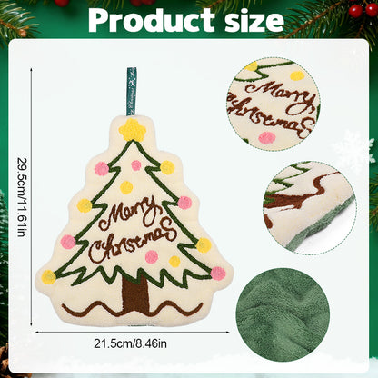 Coral Fleece Christmas Hand Towels Gingerbread Man Snowman Tree Design Cartoon Style Home Kitchen B 5