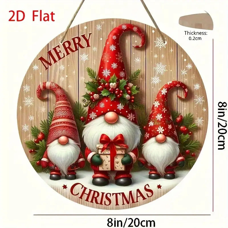 Hanging Ornament For Indoor Merry Christmas Wooden Sign Gnome  Santa Claus Festive Holiday Decor 0