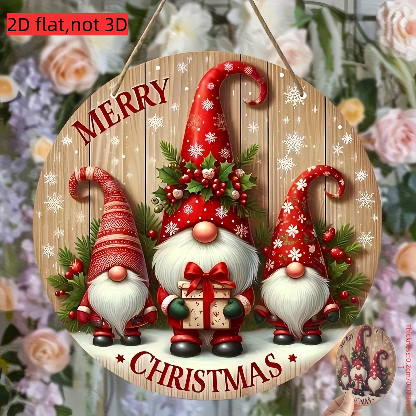 Hanging Ornament For Indoor Merry Christmas Wooden Sign Gnome  Santa Claus Festive Holiday Decor 2