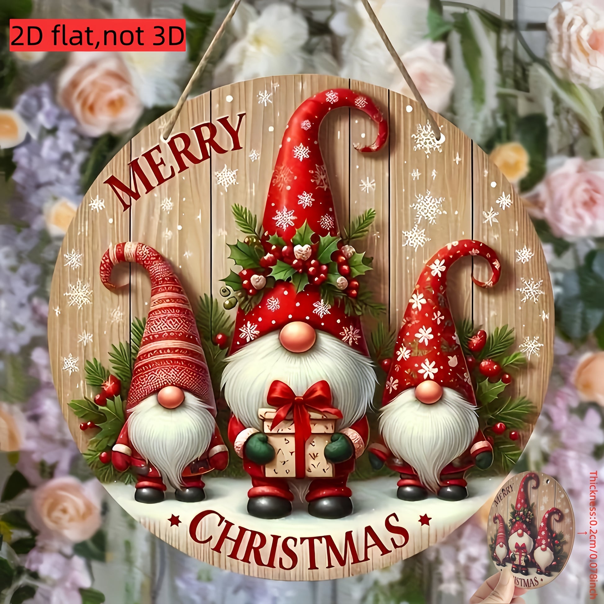 Hanging Ornament For Indoor Merry Christmas Wooden Sign Gnome  Santa Claus Festive Holiday Decor 2