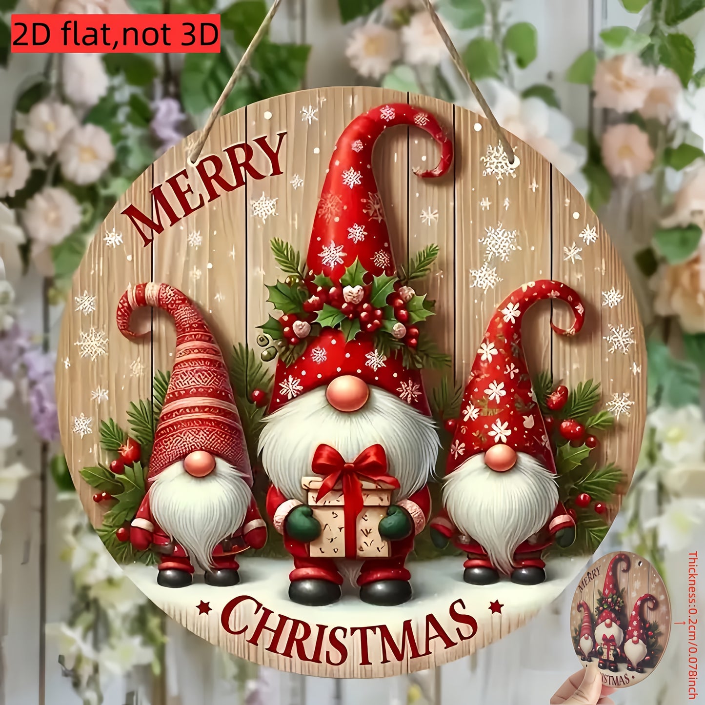 Hanging Ornament For Indoor Merry Christmas Wooden Sign Gnome  Santa Claus Festive Holiday Decor 4