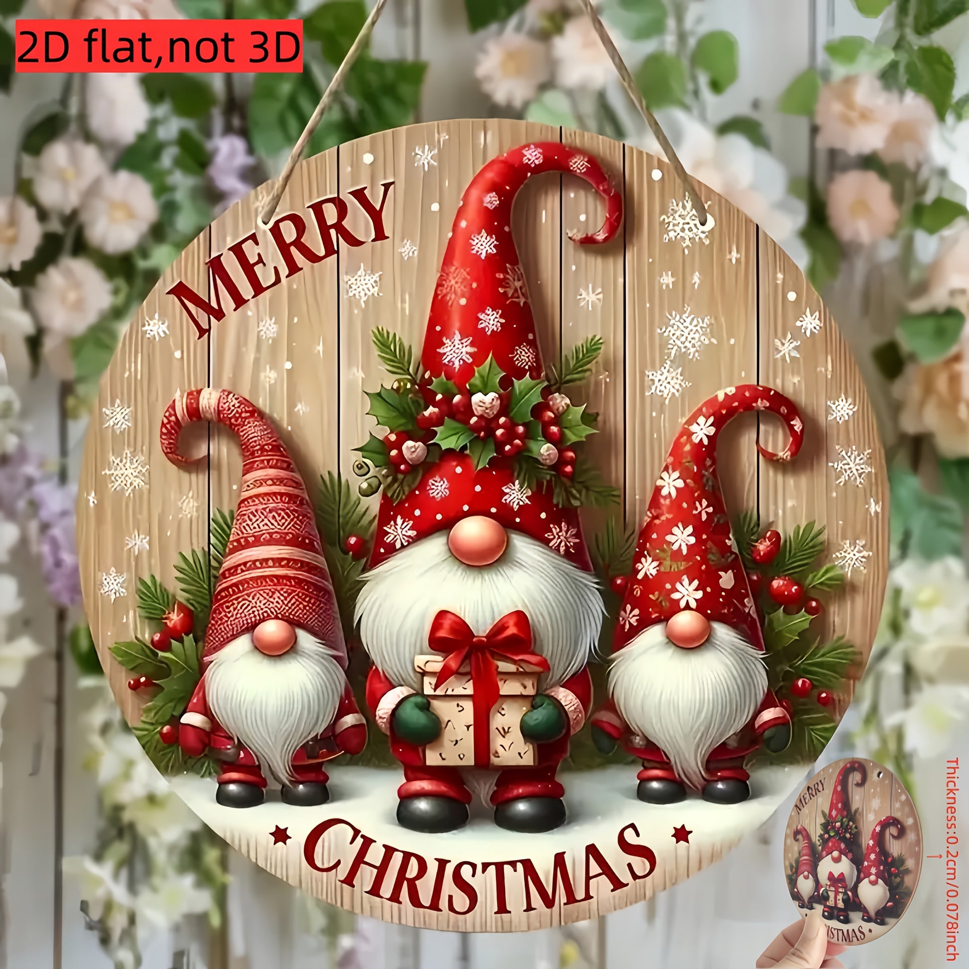 Hanging Ornament For Indoor Merry Christmas Wooden Sign Gnome  Santa Claus Festive Holiday Decor 4