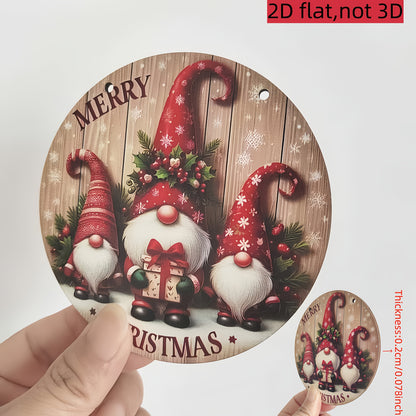 Hanging Ornament For Indoor Merry Christmas Wooden Sign Gnome  Santa Claus Festive Holiday Decor 3