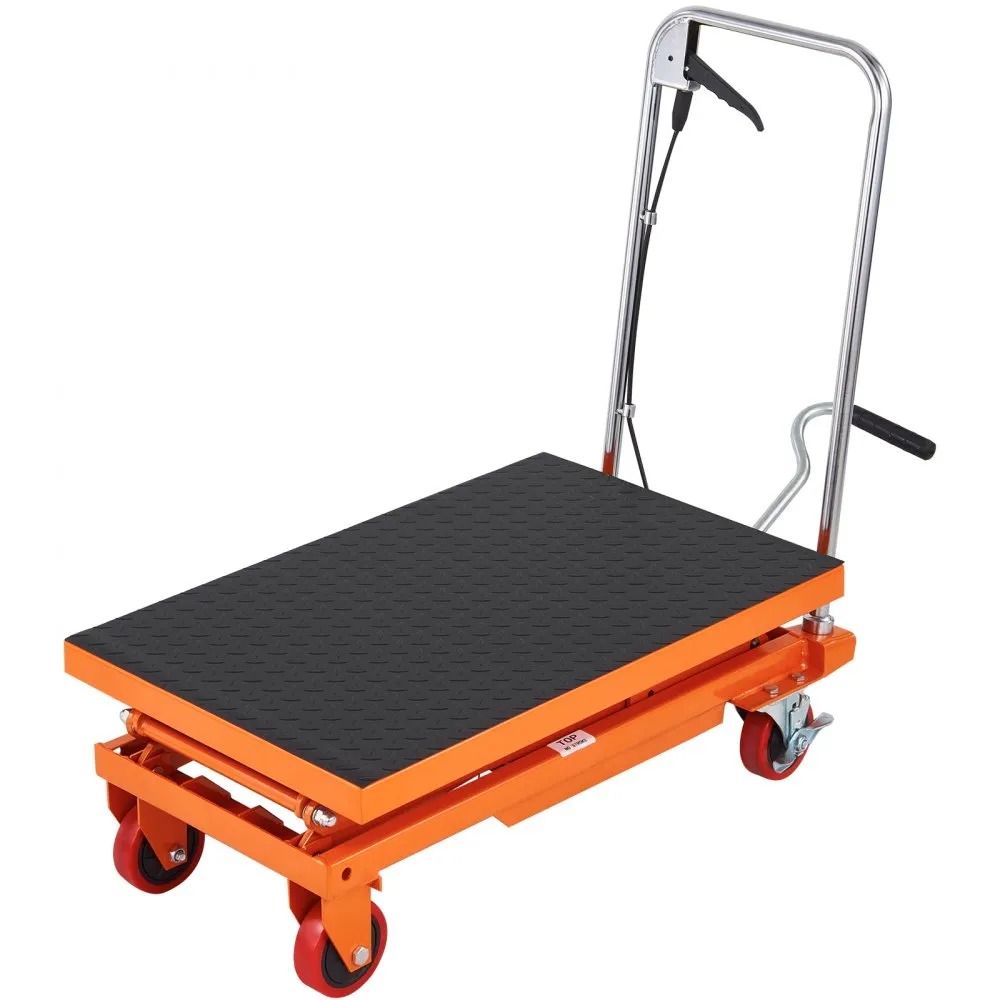 Manual Hydraulic Scissor Cart High Capacity Lift Table With Lifting Height Wheels And Non Slip Pad 8