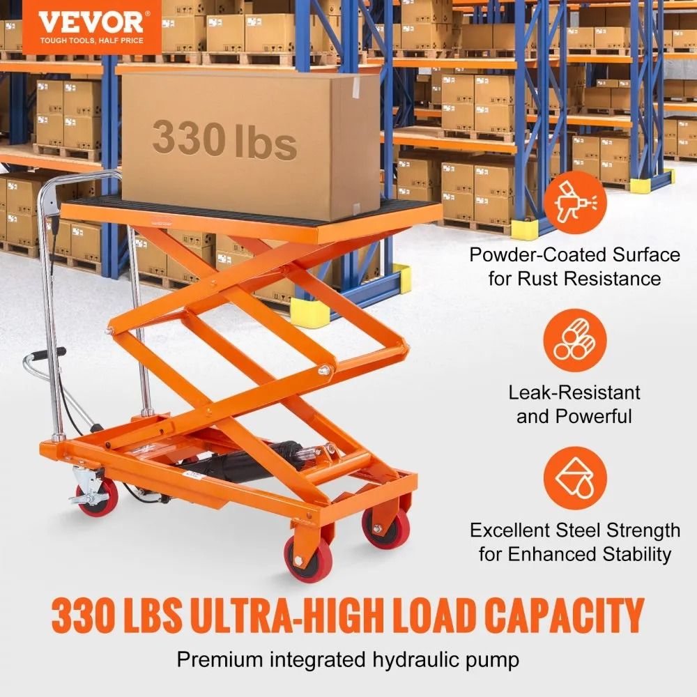 Manual Hydraulic Scissor Cart High Capacity Lift Table With Lifting Height Wheels And Non Slip Pad 1