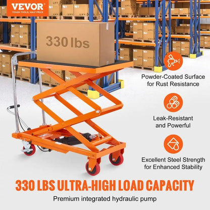Manual Hydraulic Scissor Cart High Capacity Lift Table With Lifting Height Wheels And Non Slip Pad 1
