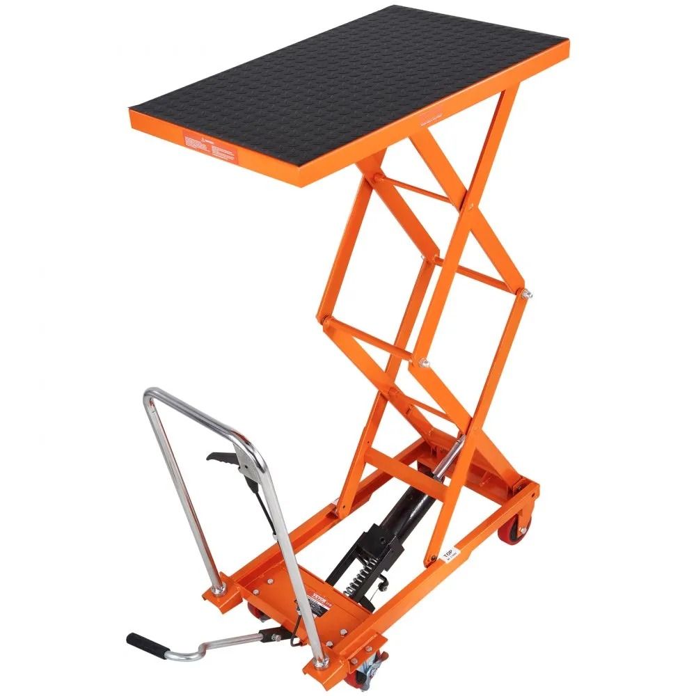 Manual Hydraulic Scissor Cart High Capacity Lift Table With Lifting Height Wheels And Non Slip Pad 9