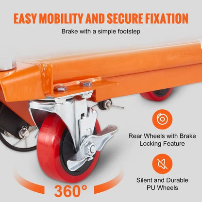 Manual Hydraulic Scissor Cart High Capacity Lift Table With Lifting Height Wheels And Non Slip Pad 3