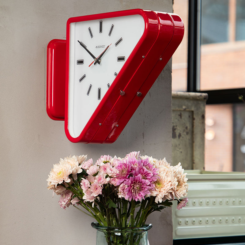 Living Room Minimalism Clock, Triangle Modern Two-sided Wall Clock, Silent Design Mechanism for Decoration