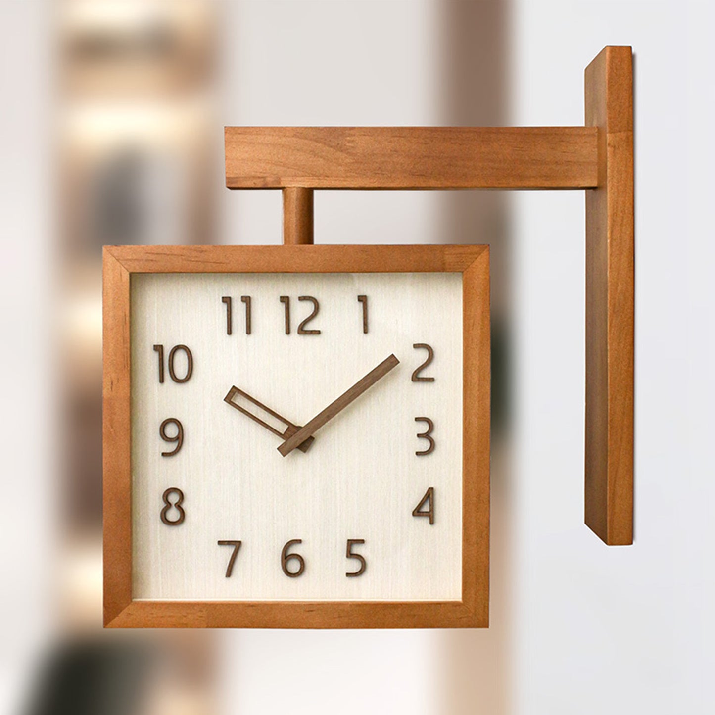 Corner Clock, Double Sided Clock, Decorative Wooden Clock, Silent Battery Powered, Home Living Room