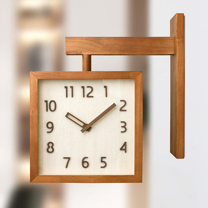 Corner Clock, Double Sided Clock, Decorative Wooden Clock, Silent Battery Powered, Home Living Room