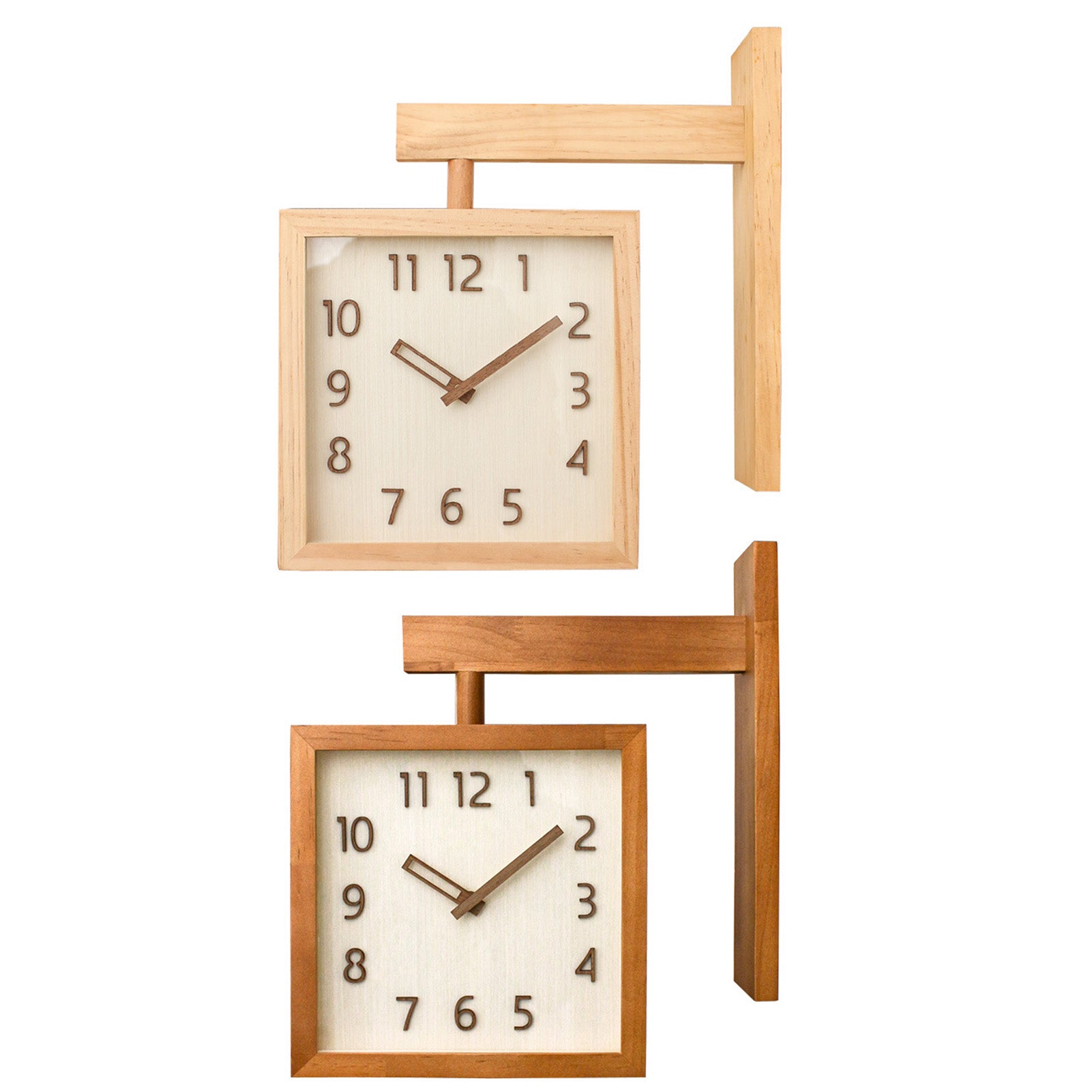 Corner Clock, Double Sided Clock, Decorative Wooden Clock, Silent Battery Powered, Home Living Room