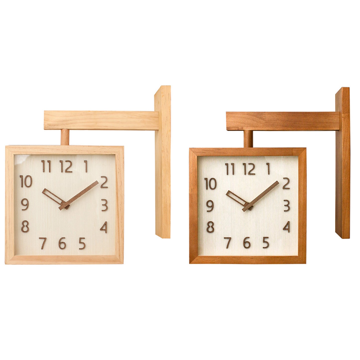 Corner Clock, Double Sided Clock, Decorative Wooden Clock, Silent Battery Powered, Home Living Room