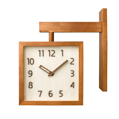 Corner Clock, Double Sided Clock, Decorative Wooden Clock, Silent Battery Powered, Home Living Room