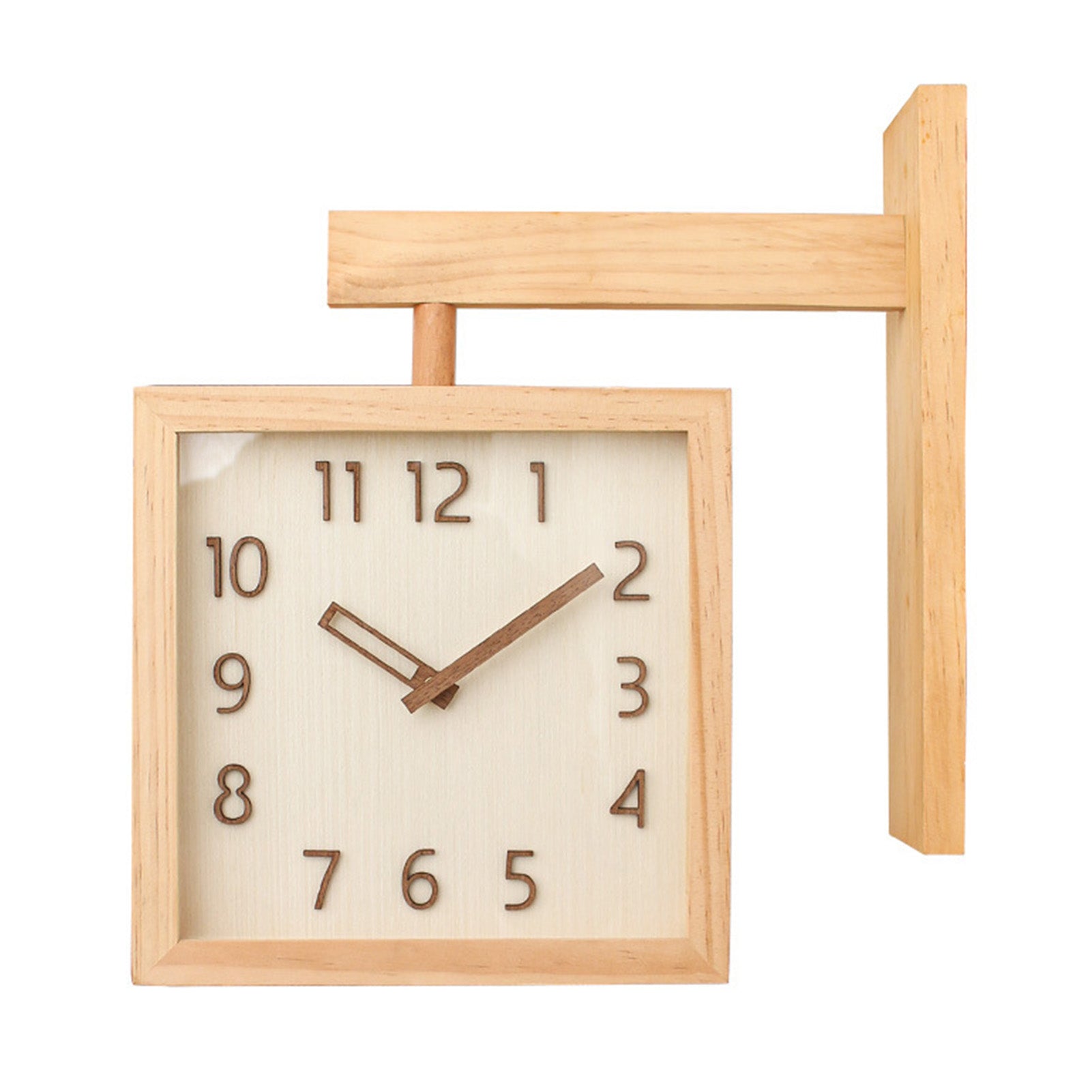 Corner Clock, Double Sided Clock, Decorative Wooden Clock, Silent Battery Powered, Home Living Room