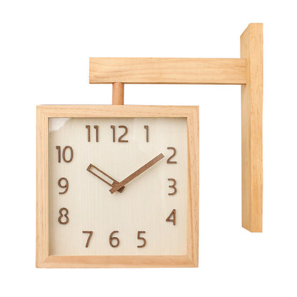 Corner Clock, Double Sided Clock, Decorative Wooden Clock, Silent Battery Powered, Home Living Room