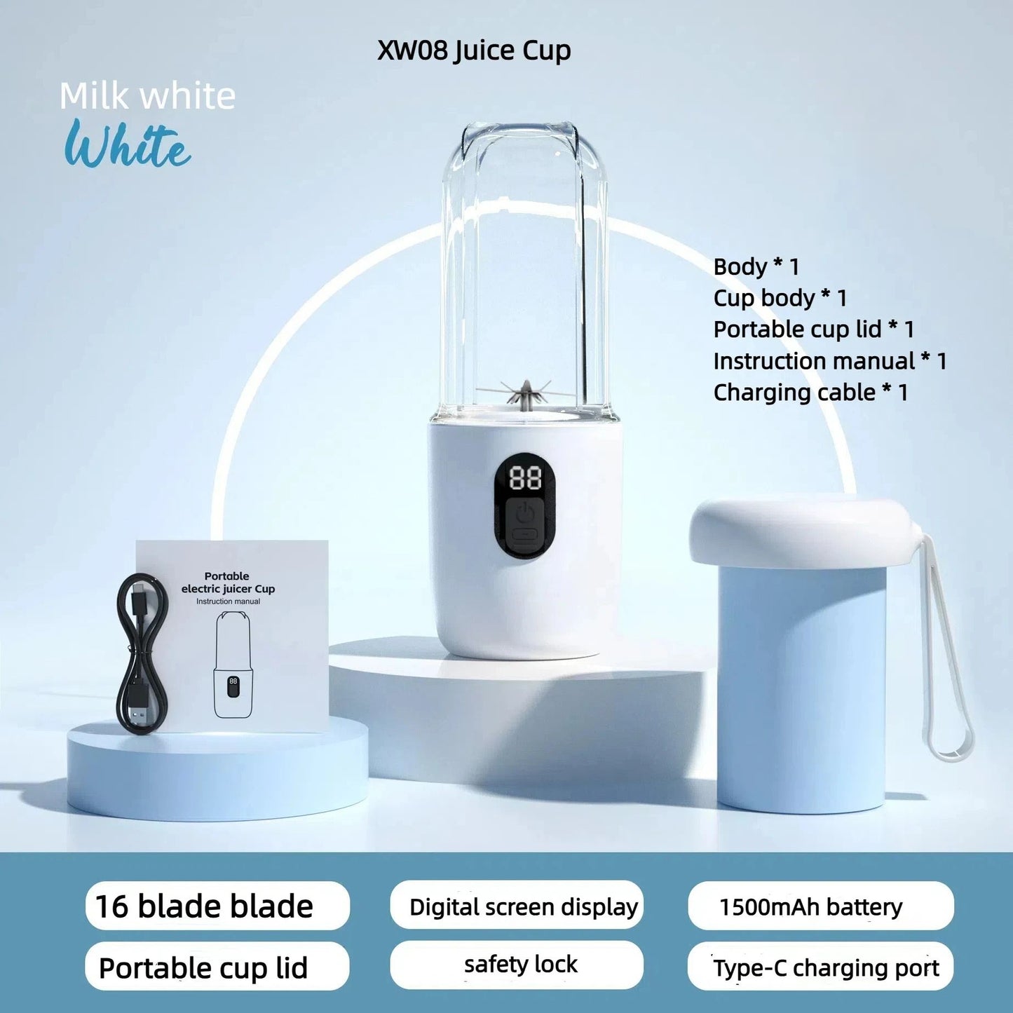 Portable Juicer Blender 400ml USB Rechargeable Smoothie Maker For Fruits And Vegetables 13