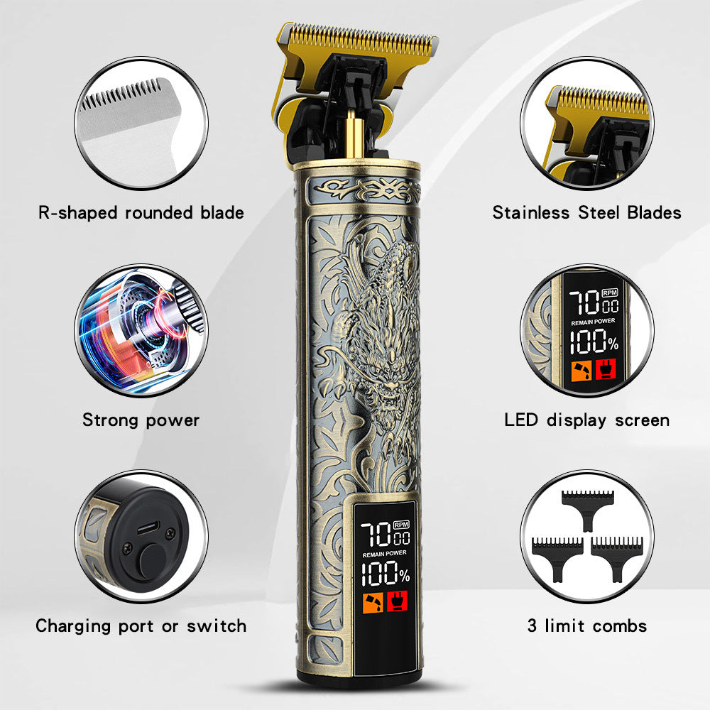 Professional Barber Hair Clipper, Electric Hair Trimmer, Strong Power, LED Display, Dragon Hair Clippers