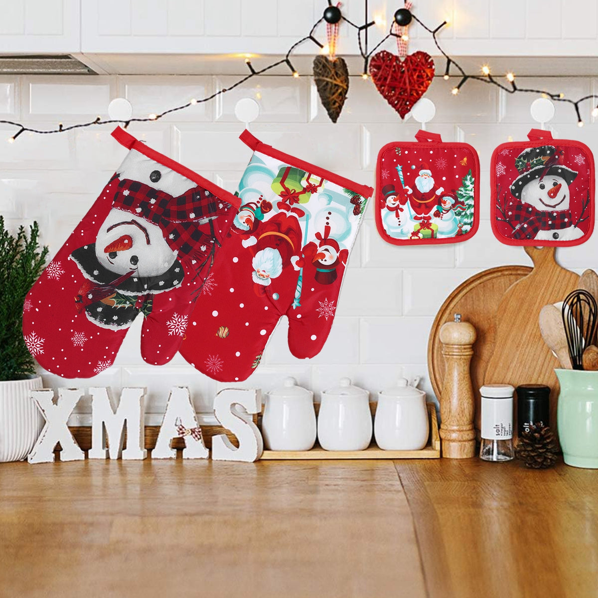 Merry Christmas Oven Gloves, Xmas Ornaments, Christmas Decoration, For Home Mitts, Navidad Natal New Year Gift