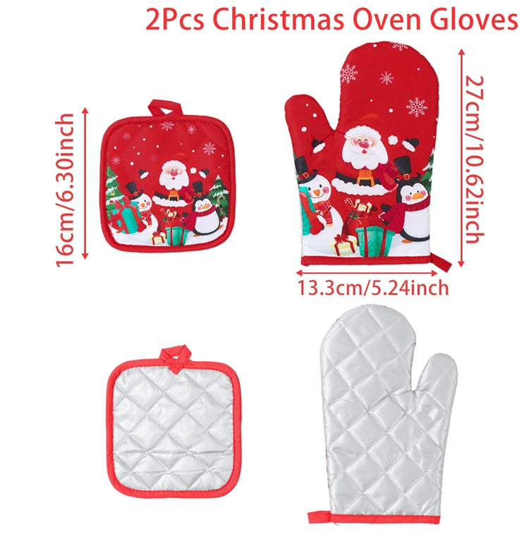 Merry Christmas Oven Gloves, Xmas Ornaments, Christmas Decoration, For Home Mitts, Navidad Natal New Year Gift