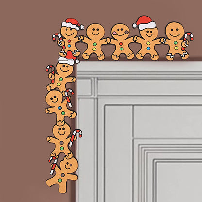 Christmas Door Gingerbread Man, Wooden Corner Decoration, Santa Hats and Cane, Festive Home Xmas Party Decor