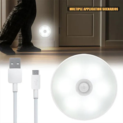Motion Sensor LED Night Light, USB Rechargeable Night Lamp, Wireless Closet Light, Kitchen Cabinet, Wardrobe, Staircase