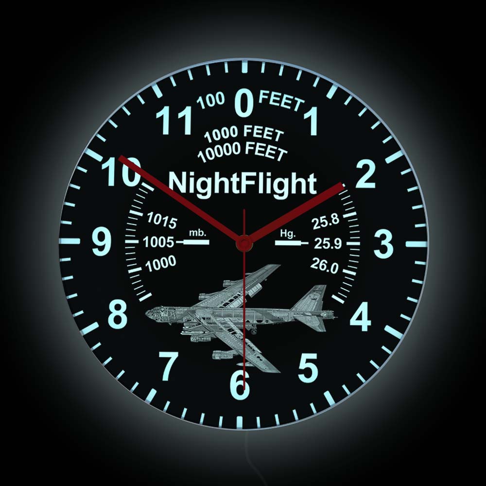 Stratofortress Airplane Neon Sign, Pilot Wall Clock, Air Force LED Nightlight, Strategic Bomber Aviation