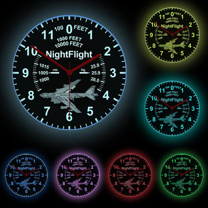 Stratofortress Airplane Neon Sign Pilot Wall Clock Air Force LED Nightlight Strategic Bomber Aviati 4