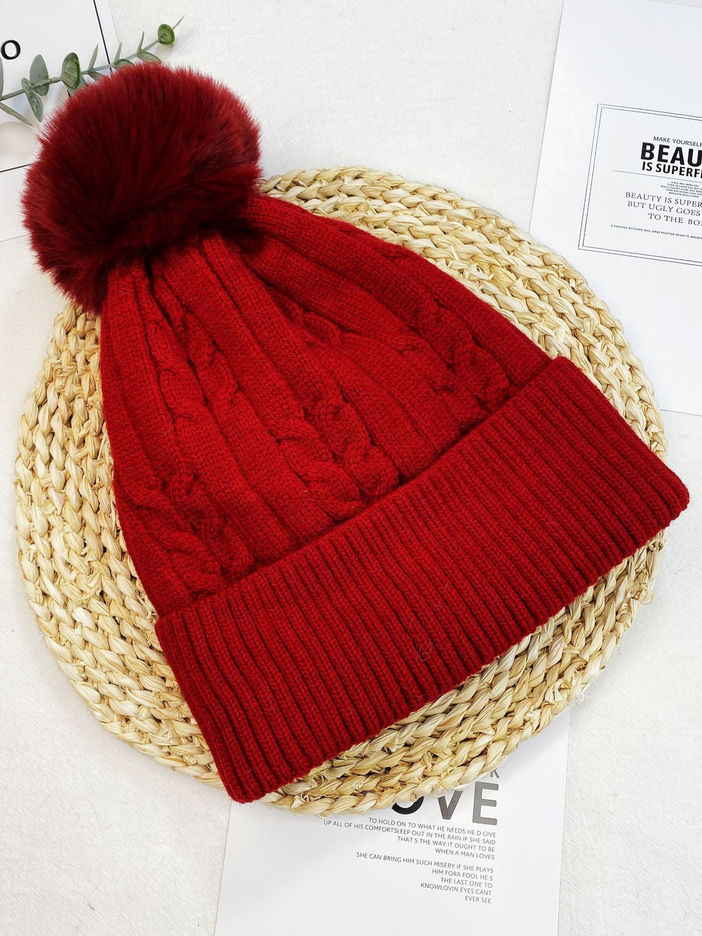 Plush Thickened Cap, Women Warm Beanie Hat, Men's Winter Ski Hat, Ear Protection, Warm Knit Hat, Women's Winter Headwear