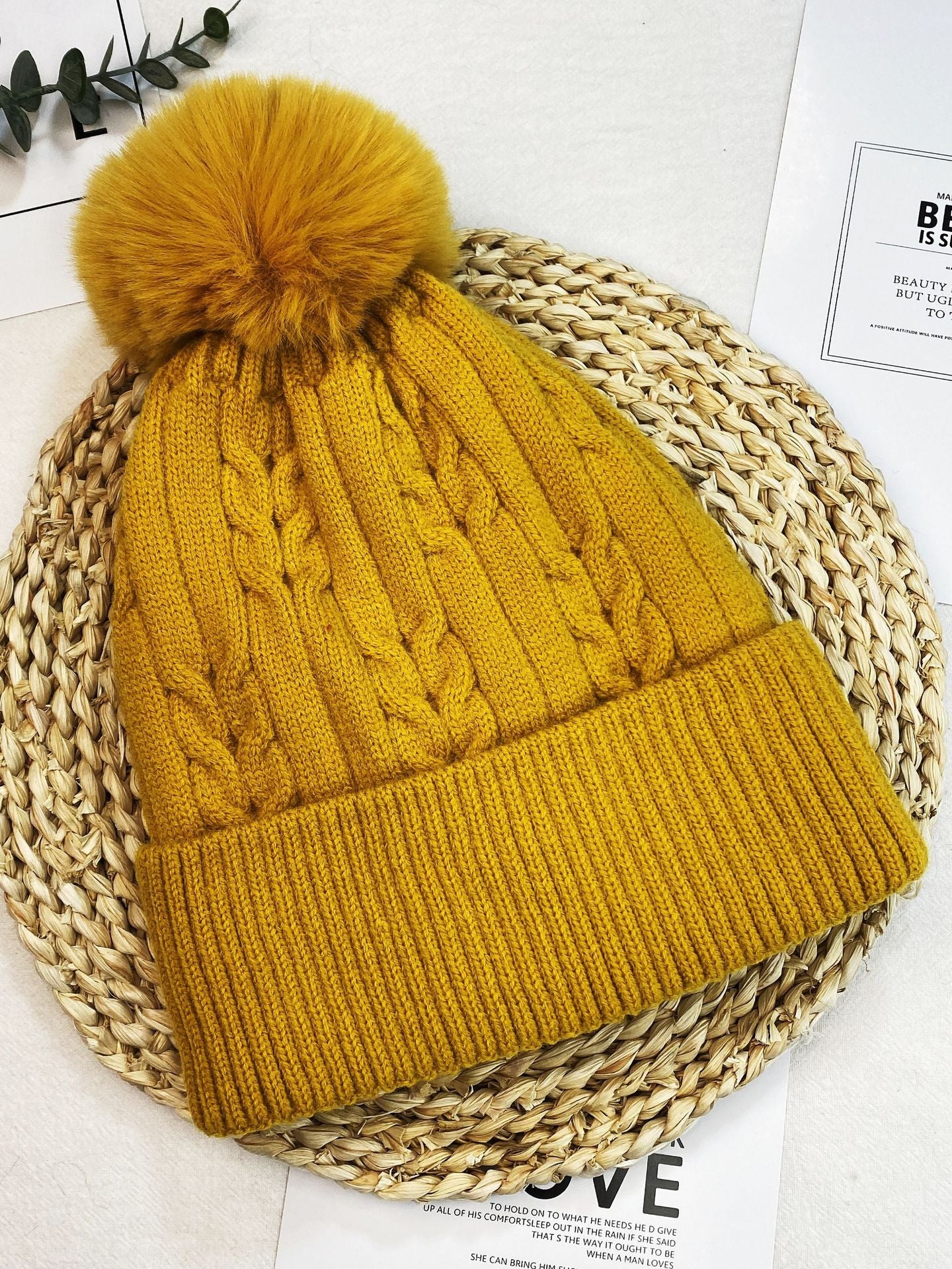 Plush Thickened Cap, Women Warm Beanie Hat, Men's Winter Ski Hat, Ear Protection, Warm Knit Hat, Women's Winter Headwear