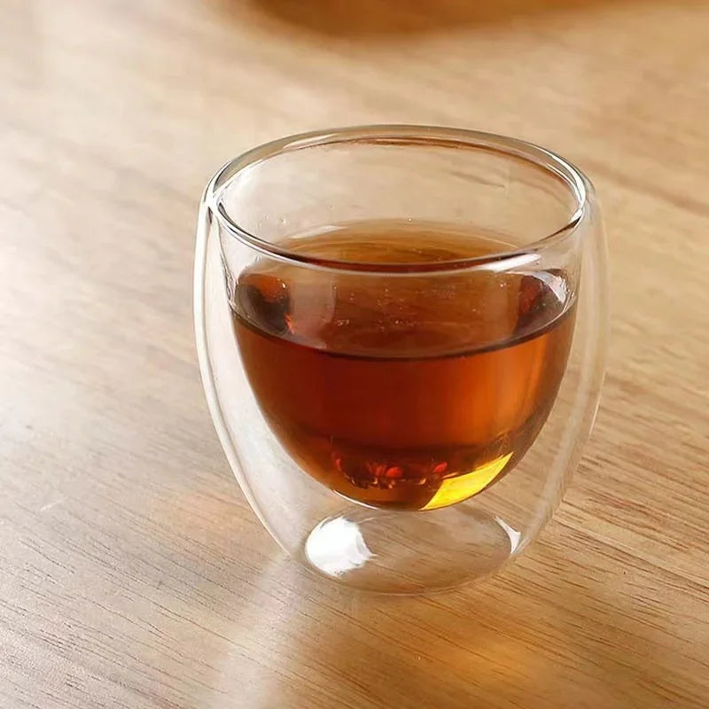 Double Wall Insulated Glass Cup, Clear Espresso Coffee Mug, Handmade Beer, Tea, Milk, Whiskey Glass, Drink ware