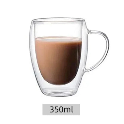 Double Wall Insulated Glass Cup, Clear Espresso Coffee Mug, Handmade Beer, Tea, Milk, Whiskey Glass, Drink ware