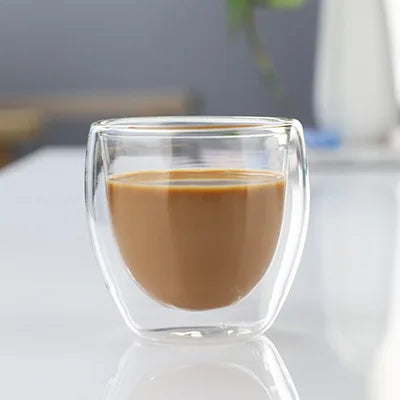 Double Wall Insulated Glass Cup, Clear Espresso Coffee Mug, Handmade Beer, Tea, Milk, Whiskey Glass, Drink ware