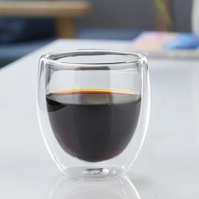 Double Wall Insulated Glass Cup, Clear Espresso Coffee Mug, Handmade Beer, Tea, Milk, Whiskey Glass, Drink ware