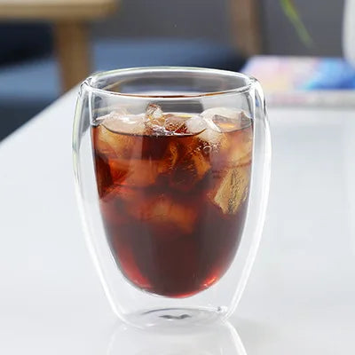 Double Wall Insulated Glass Cup, Clear Espresso Coffee Mug, Handmade Beer, Tea, Milk, Whiskey Glass, Drink ware