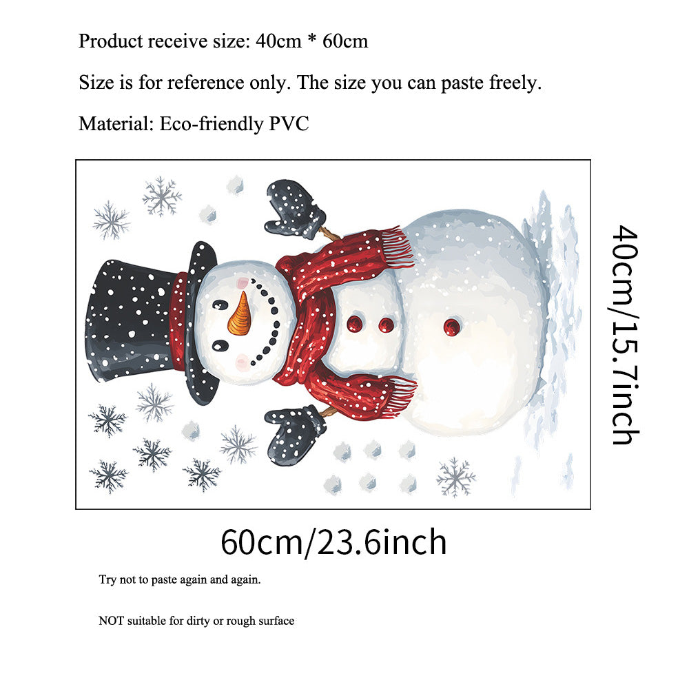 Fridge New Year Decoration Christmas Snowman Snowflake Wall Stickers Selfadhesive Decals Cartoon Ro