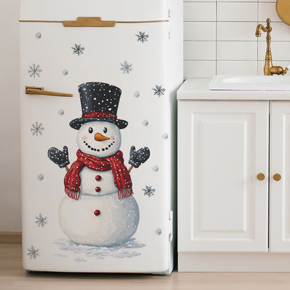 Fridge New Year Decoration Christmas Snowman Snowflake Wall Stickers Selfadhesive Decals Cartoon Ro