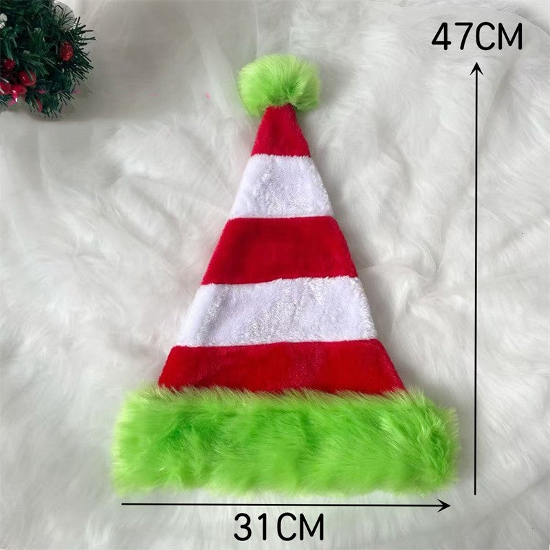 Long Plush Holiday Red Hat Splicing Christmas Santa Hat Unisex Festive New Year Party Supplies Gift 3
