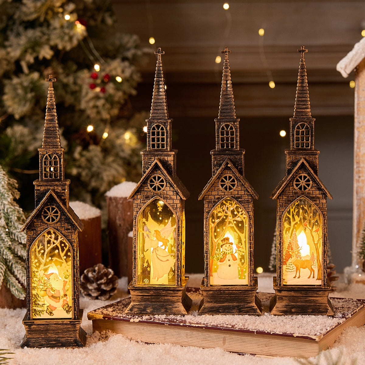 Snowman Lantern Lamp Table Ornament, Christmas LED Night Light Santa Claus, Christmas Decoration for Home, Xmas Navidad