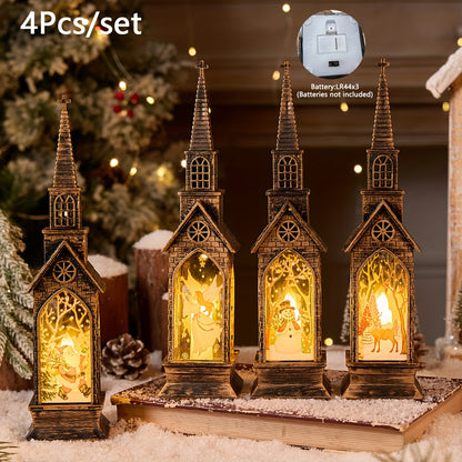 Snowman Lantern Lamp Table Ornament, Christmas LED Night Light Santa Claus, Christmas Decoration for Home, Xmas Navidad