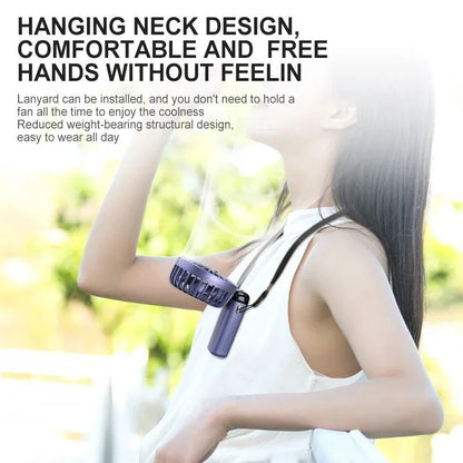 Handheld Mini Foldable Neck Hanging Fan With LED Display And Phone Stand 3