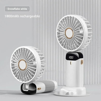 Handheld Mini Foldable Neck Hanging Fan With LED Display And Phone Stand 7