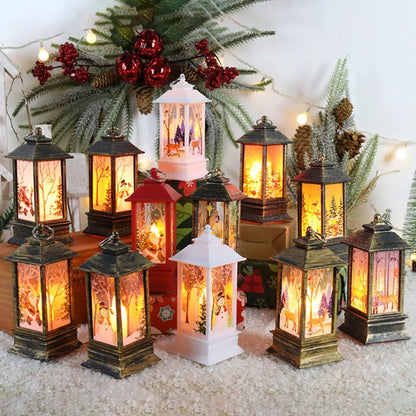 Elk Snowman Decorations Night Lights Christmas Santa Lantern Wind Lights Desktop Merry Christmas De 2