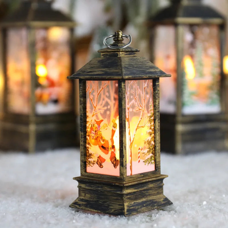 Elk Snowman Decorations Night Lights Christmas Santa Lantern Wind Lights Desktop Merry Christmas De 7