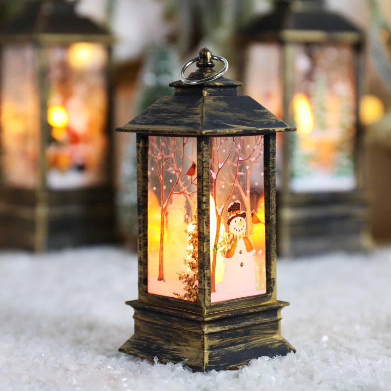 Elk Snowman Decorations Night Lights Christmas Santa Lantern Wind Lights Desktop Merry Christmas De 9