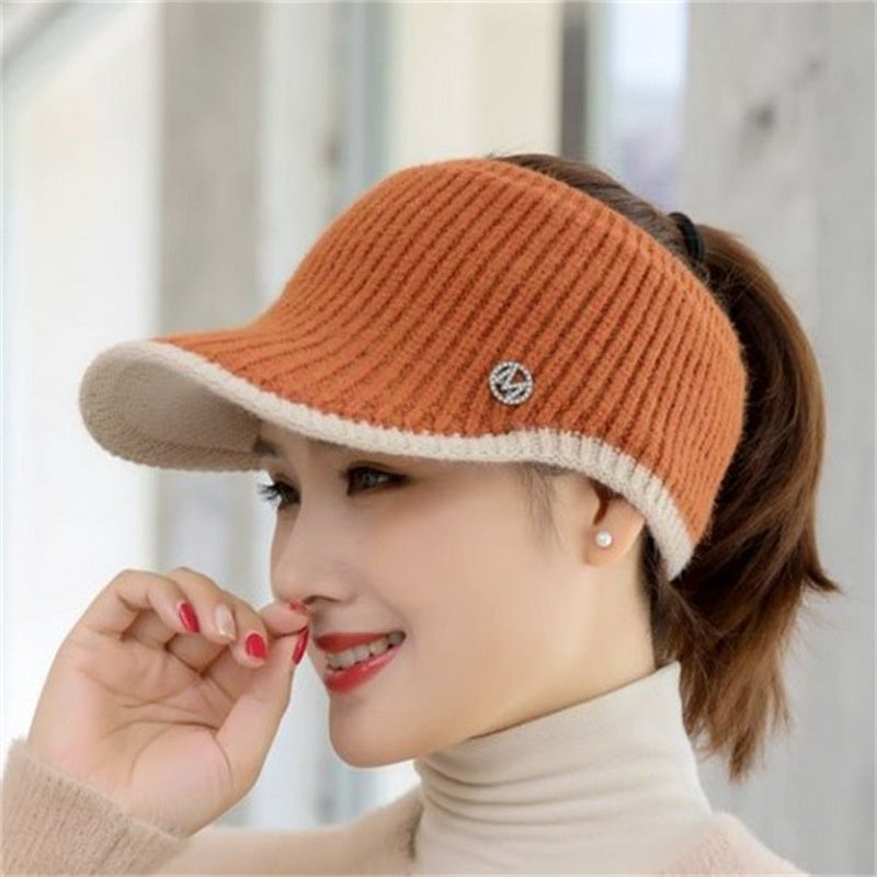 Knitted Warm Baseball Cap, Hats For Women Autumn Winter, Running Golf Sun Hat, Sports Empty Top Golf Caps Female