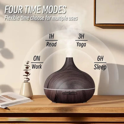 500ml Wood Grain Ultrasonic Aroma Diffuser With Remote Control And 7 LED Lights 2