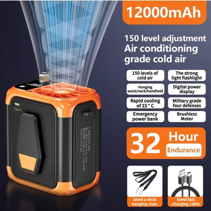 Mini HighSpeed Bladeless Waist And Neck Fan With Power Bank And LED Light 8
